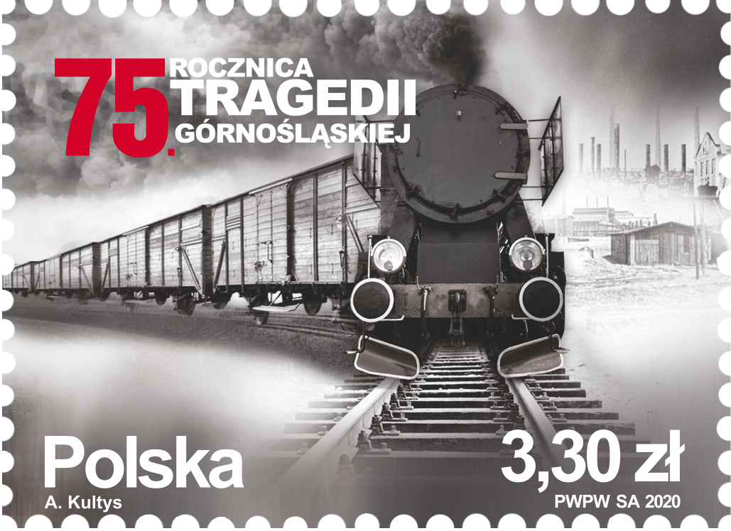 znaczek z okazji 75 rocznicy Tragedii Górnośląskiej